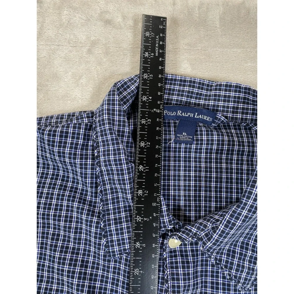 Polo Ralph Lauren Shirt Mens XL Blue White Plaid 100% Cotton Twill Pajama Top